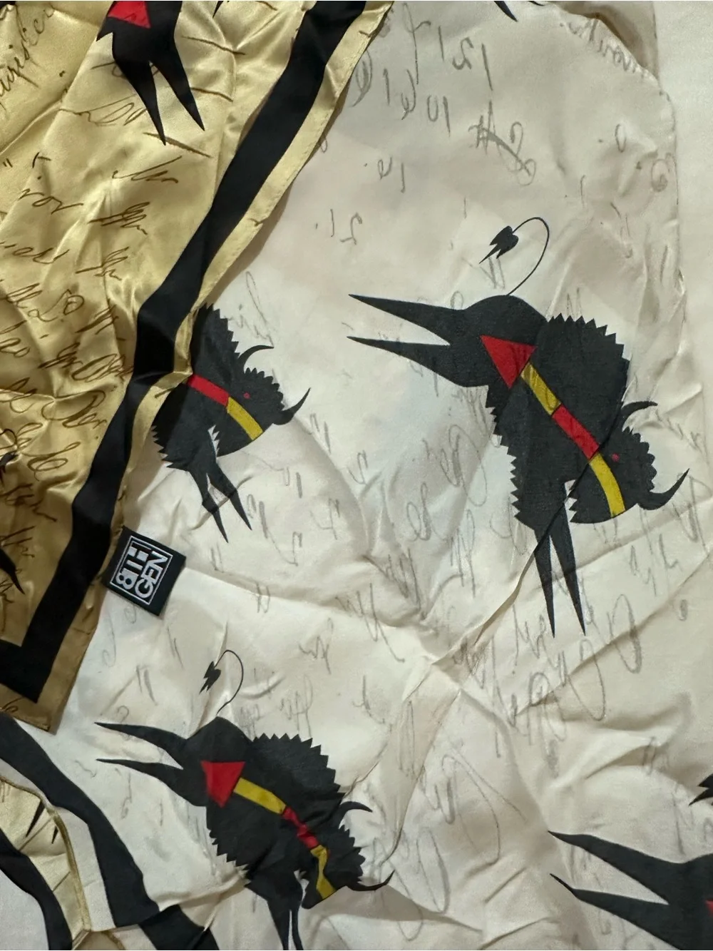 Silk Square Scarf with Black & Red buffalo